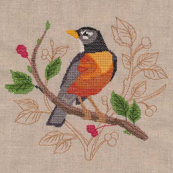Robin with Delicate Branches (Cross Stitch) - Image 2