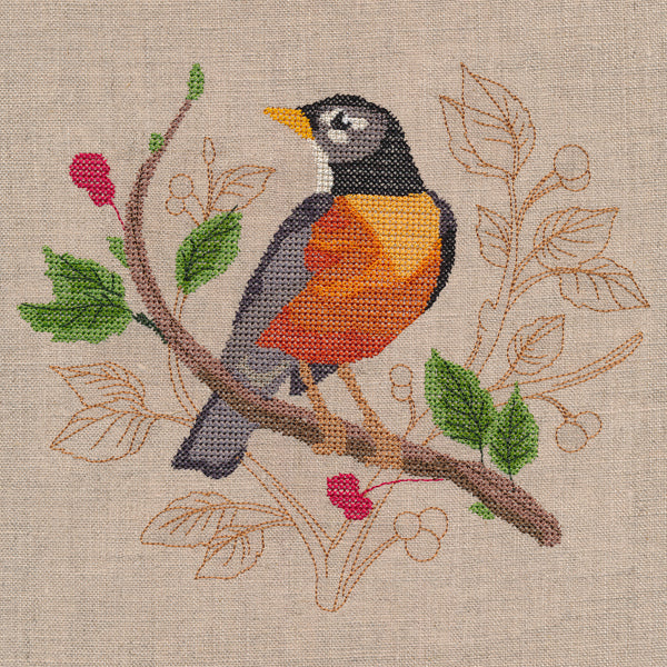 Robin with Delicate Branches (Cross Stitch) - Image 4