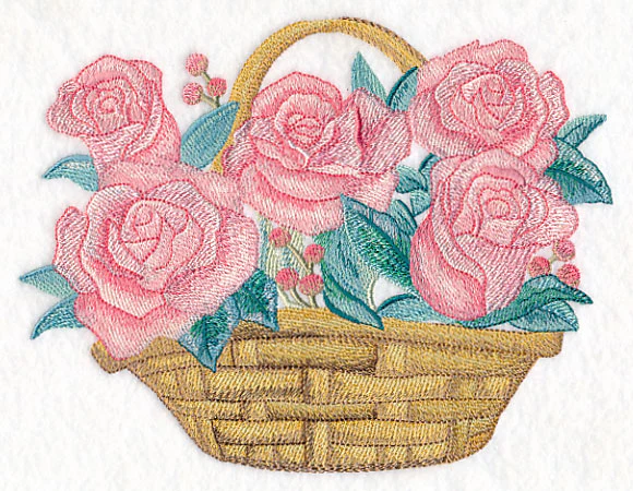 Romantic Roses Basket in Watercolor - Image 2