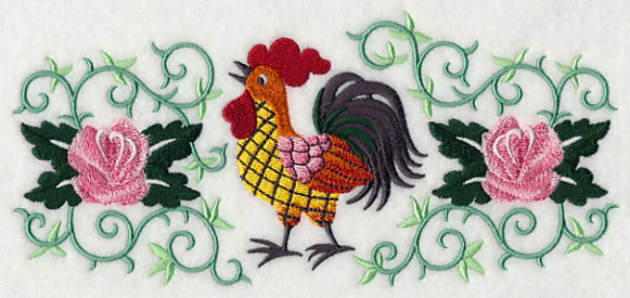 Rooster and Roses Rectangle - Image 3