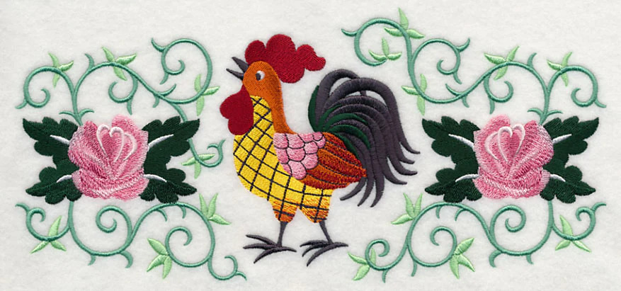Rooster and Roses Rectangle - Image 5