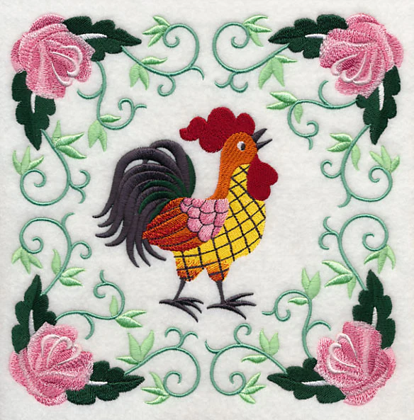 Rooster and Roses Square - Image 6