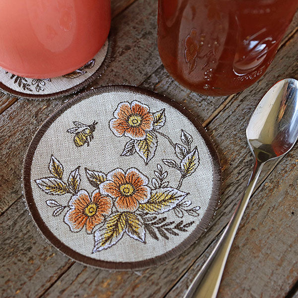 Rustic Elegance Bees & Blooms Coaster (In-the-Hoop) - Image 4