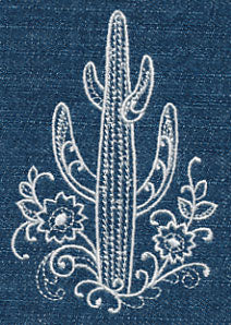 Saguaro Cactus and Flowers (Whitework) - Image 5