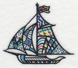 Sailboat at Sea (Blackwork) - Image 4