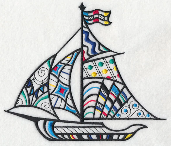 Sailboat at Sea (Blackwork) - Image 5