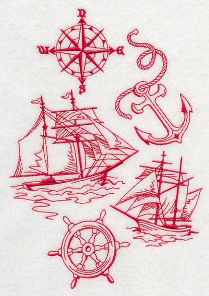 Sailing the Ocean Blue (Redwork) - Image 3