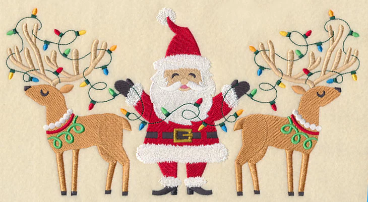 Santa and Reindeer with Christmas Lights - Image 2