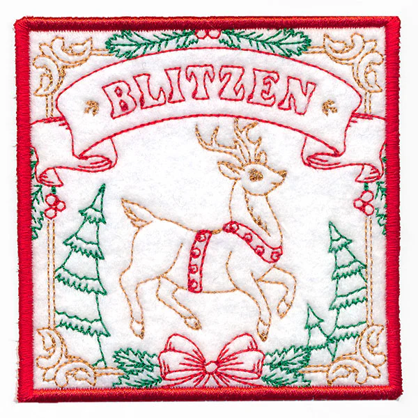 Santa's Reindeer Team Coaster - Blitzen (In-the-Hoop) - Image 3