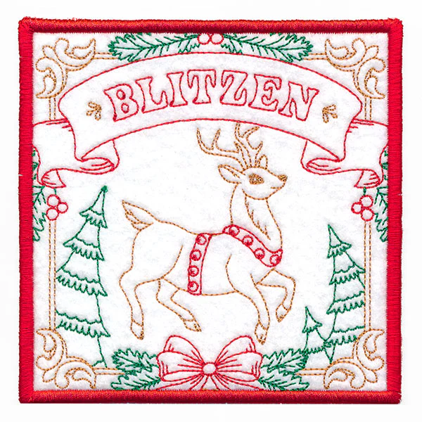 Santa's Reindeer Team Coaster - Blitzen (In-the-Hoop) - Image 5