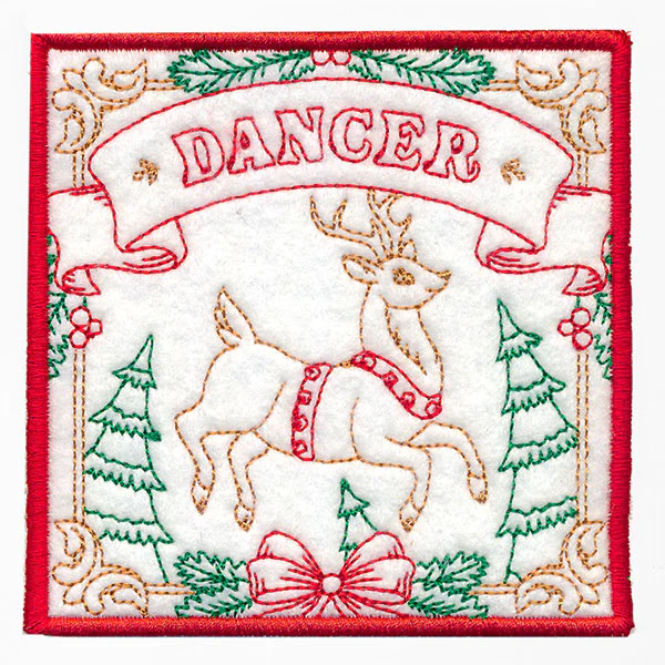Santa's Reindeer Team Coaster - Dancer (In-the-Hoop) - Image 3