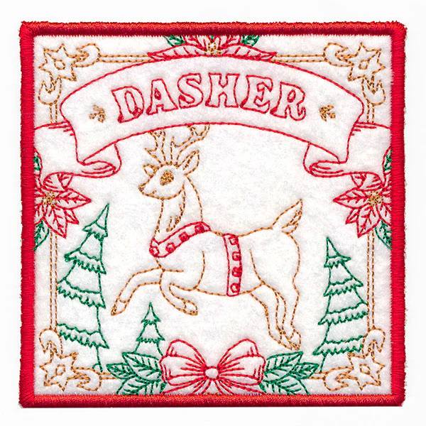 Santa's Reindeer Team Coaster - Dasher (In-the-Hoop) - Image 3