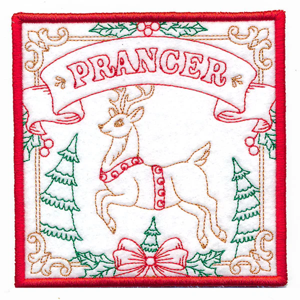 Santa's Reindeer Team Coaster - Prancer (In-the-Hoop) - Image 5