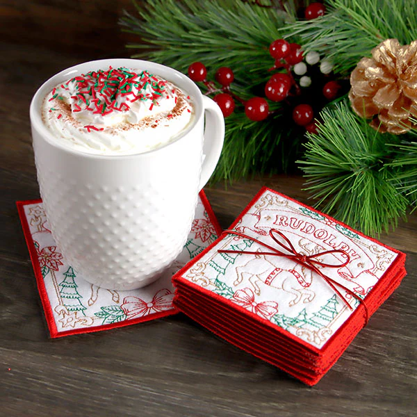Santa's Reindeer Team Coaster - Prancer (In-the-Hoop) - Image 6