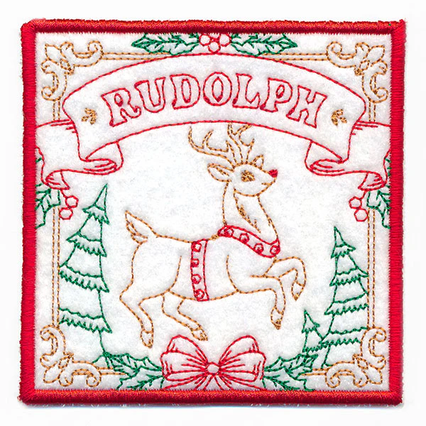 Santa's Reindeer Team Coaster - Rudolph (In-the-Hoop) - Image 3