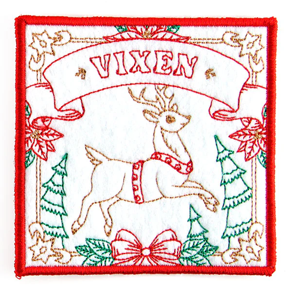 Santa's Reindeer Team Coaster - Vixen (In-the-Hoop) - Image 3