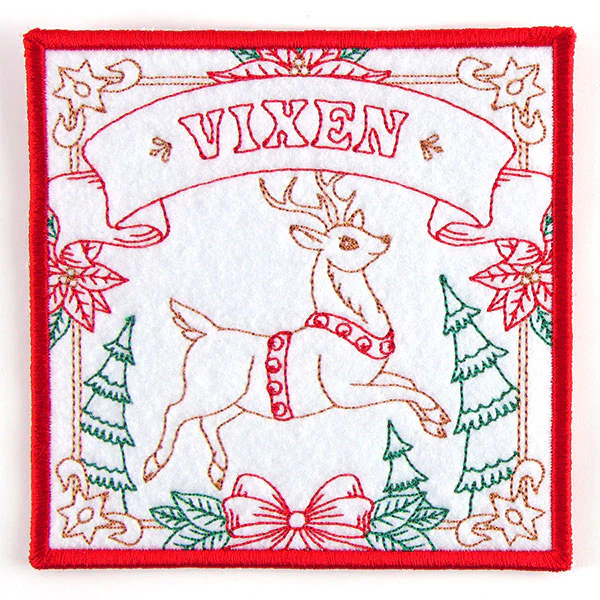 Santa's Reindeer Team Coaster - Vixen (In-the-Hoop) - Image 5