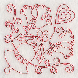 Scandinavian Christmas Bell Corner (Redwork) - Image 2