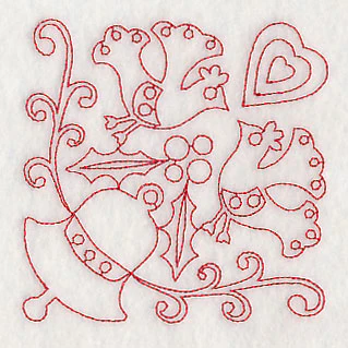 Scandinavian Christmas Bell Corner (Redwork) - Image 6