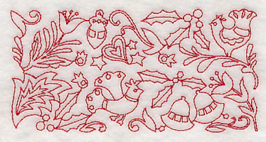 Scandinavian Christmas Border (Redwork) - Image 4