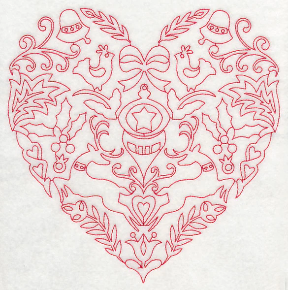 Scandinavian Christmas Heart (Redwork) - Image 6