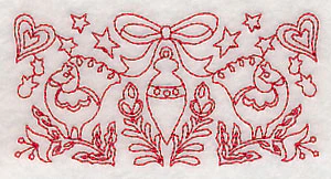 Scandinavian Christmas Ornament Border (Redwork) - Image 5
