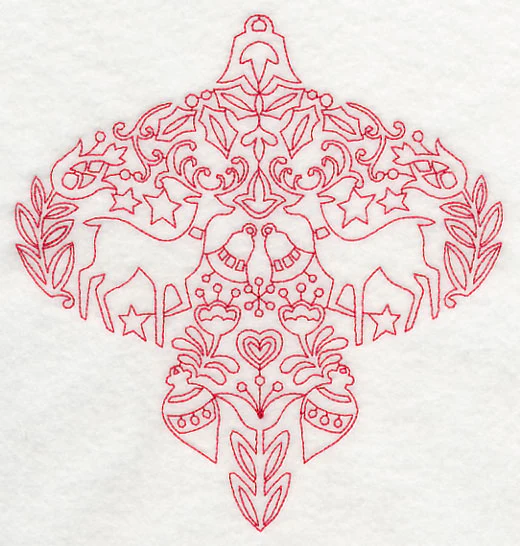 Scandinavian Christmas Ornament (Redwork) - Image 2