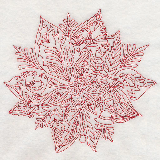 Scandinavian Christmas Poinsettia (Redwork) - Image 2