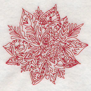 Scandinavian Christmas Poinsettia (Redwork) - Image 5