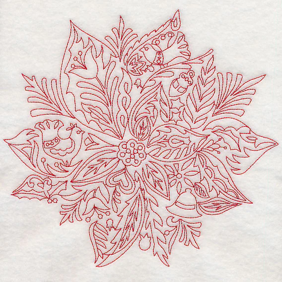 Scandinavian Christmas Poinsettia (Redwork) - Image 6