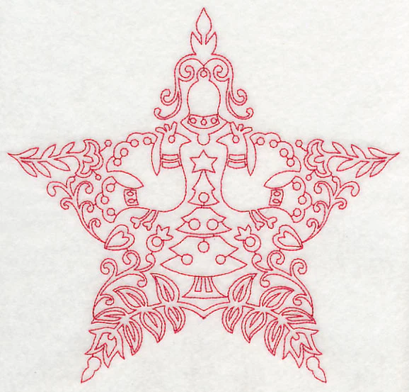 Scandinavian Christmas Star (Redwork)