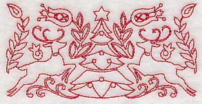 Scandinavian Christmas Tree Border (Redwork) - Image 5