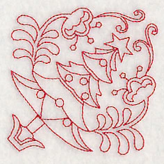 Scandinavian Christmas Tree Corner (Redwork) - Image 3
