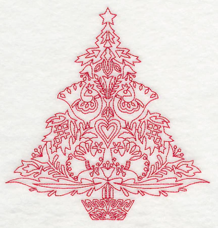 Scandinavian Christmas Tree (Redwork) - Image 3