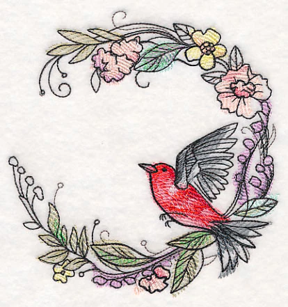Scarlet Tanager Wreath in Watercolor - Image 3