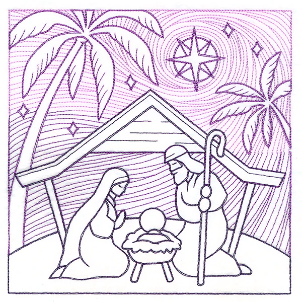 Serene Nativity Scene Square (Trapunto) - Image 3