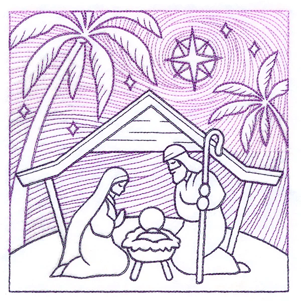 Serene Nativity Scene Square (Trapunto) - Image 5