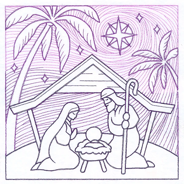 Serene Nativity Scene Square (Trapunto) - Image 9