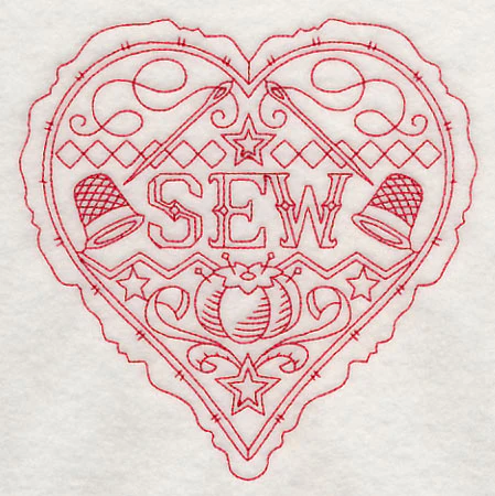 Sew Heart (Redwork) - Image 3
