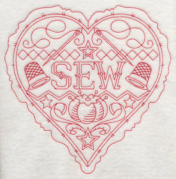 Sew Heart (Redwork) - Image 5
