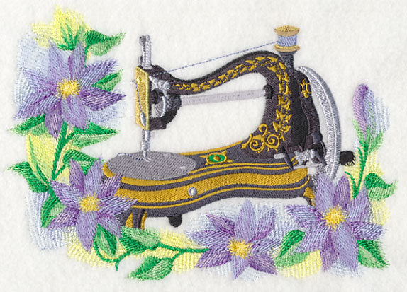 Sewing Machine with Clematis in Watercolor - Image 2