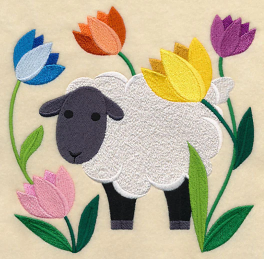 Sheep in Tulips - Image 2