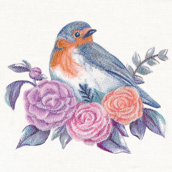 Shimmering Bluebird and Roses - Image 2