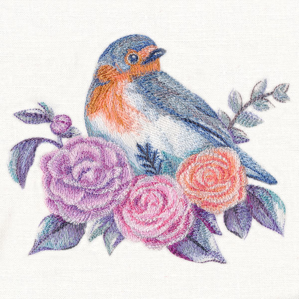 Shimmering Bluebird and Roses - Image 3