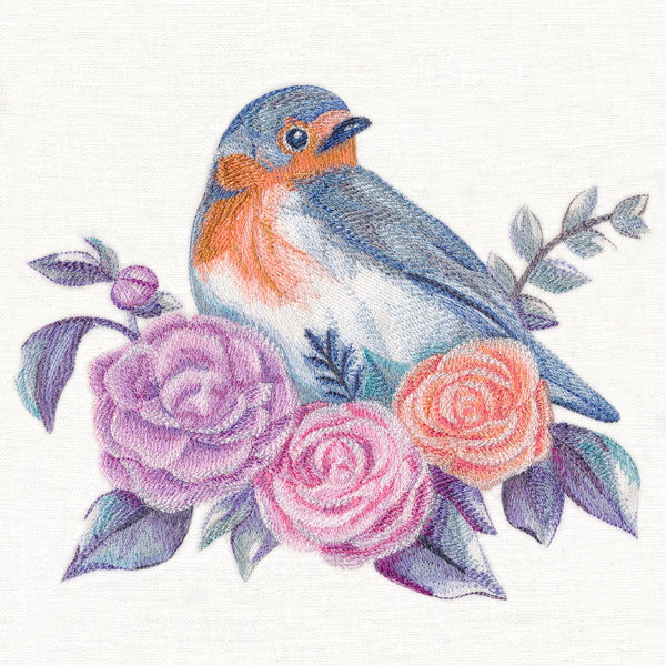 Shimmering Bluebird and Roses - Image 4