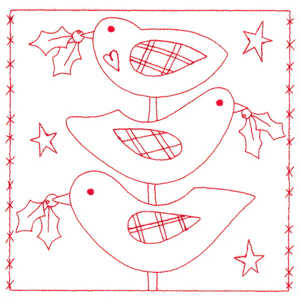 Simply Sweet Christmas - Birds (Redwork) - Image 3