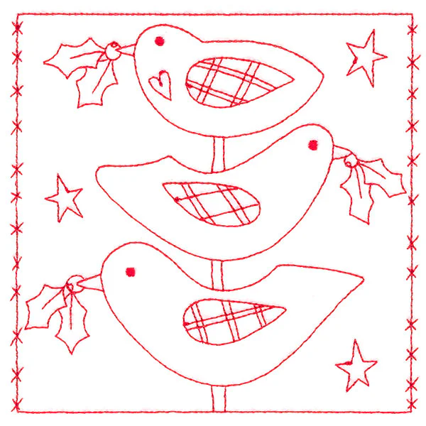 Simply Sweet Christmas - Birds (Redwork) - Image 4