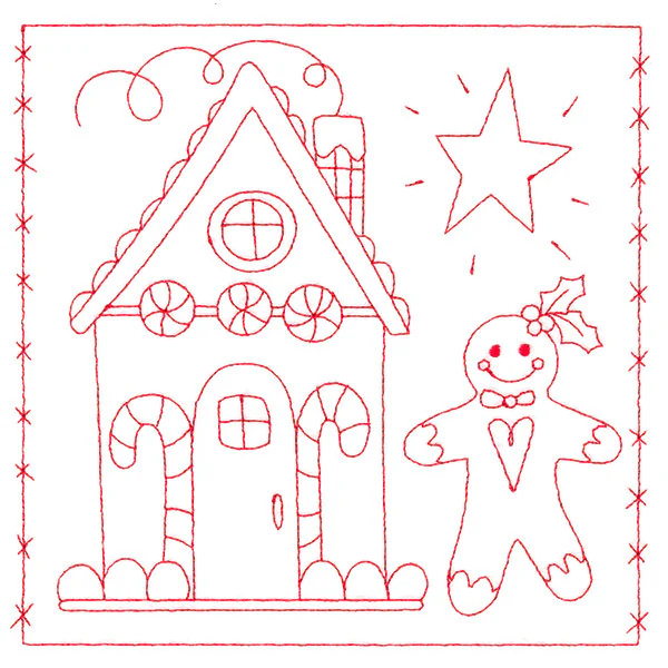 Simply Sweet Christmas - Gingerbread House (Redwork) - Image 2