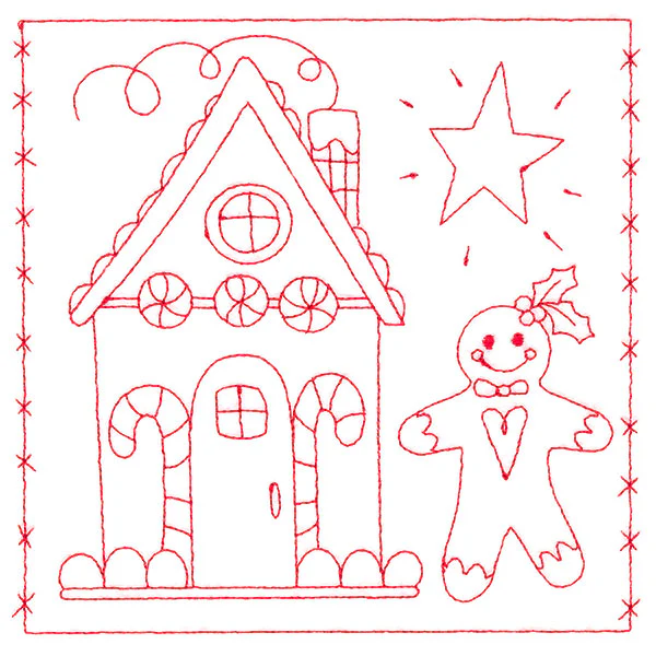 Simply Sweet Christmas - Gingerbread House (Redwork) - Image 3