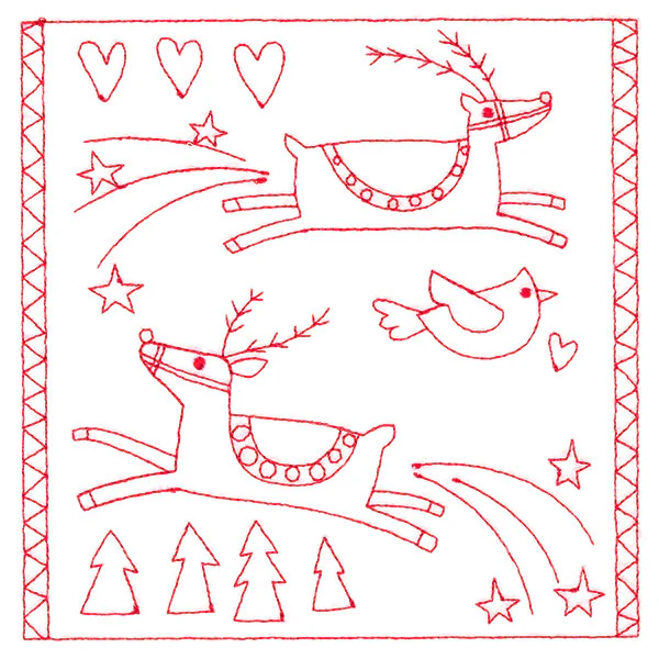 Simply Sweet Christmas - Reindeer (Redwork) - Image 3